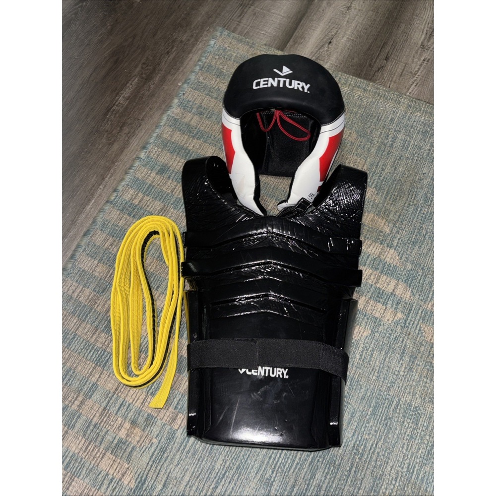 Century Martial Arts Sparring Gear Set Headgear, Helmet And Yellow Belt Black